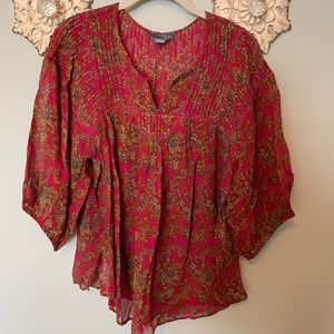 Anthropologies Paisley Fuchsia Blouse Top Small